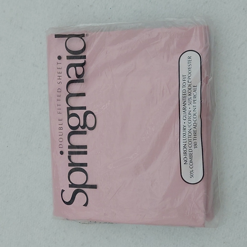 SPRINGMAID Pink Double Fitted Sheet NIB
